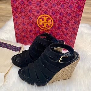 Tory Burch Bailey multi-strap suede wedge sandal 7